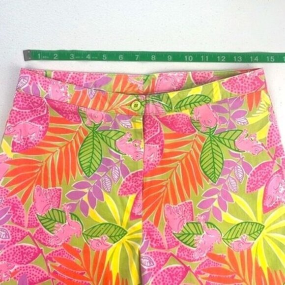 Lilly Pulitzer Pants Bottoms Up Tree Frog Pink Tropical Leaf High-Rise Crop 8 - Picture 7 of 11